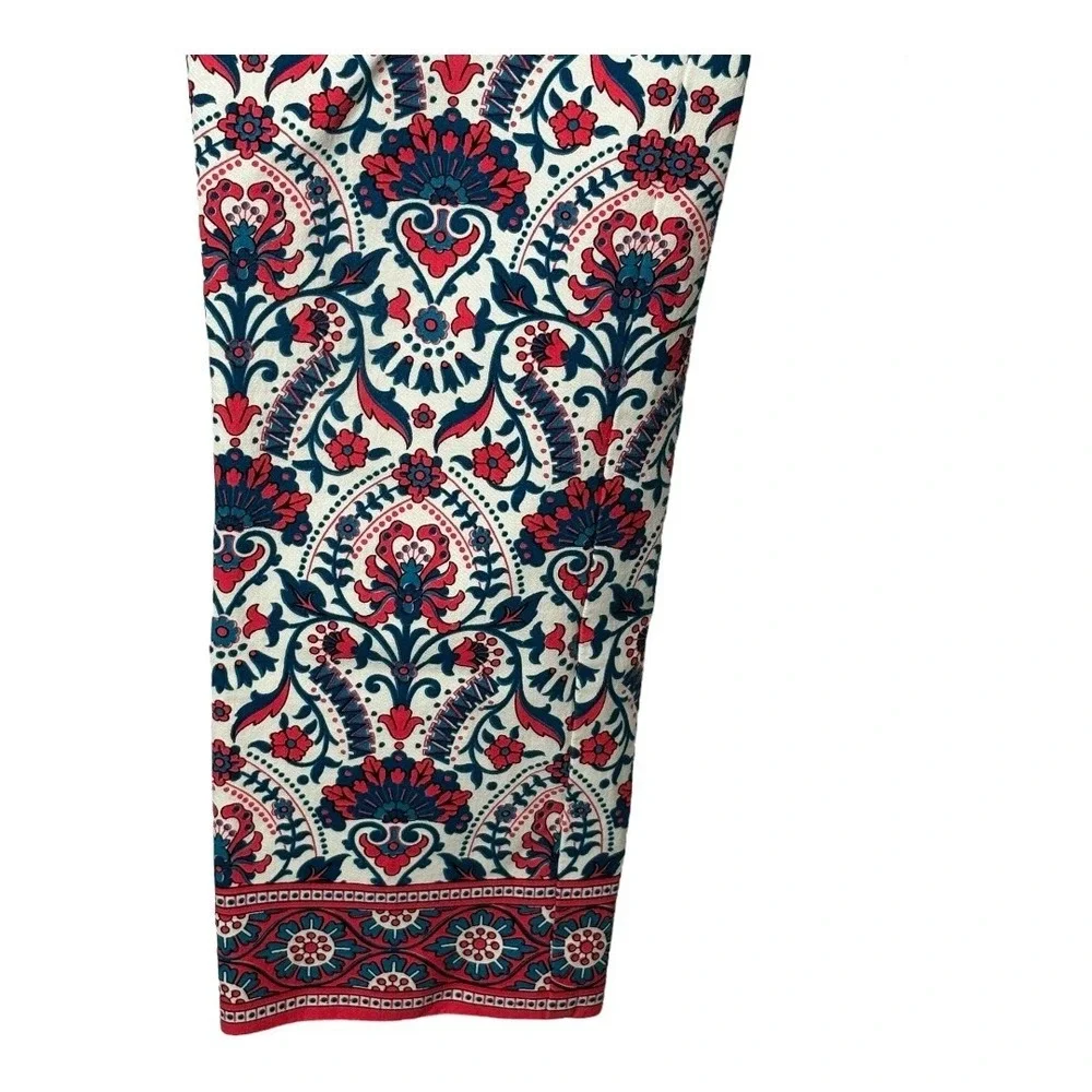 Ann Taylor LOFT Marisa Pants Womens 4 Multicolor Paisley Ankle Crop Stretch Boho